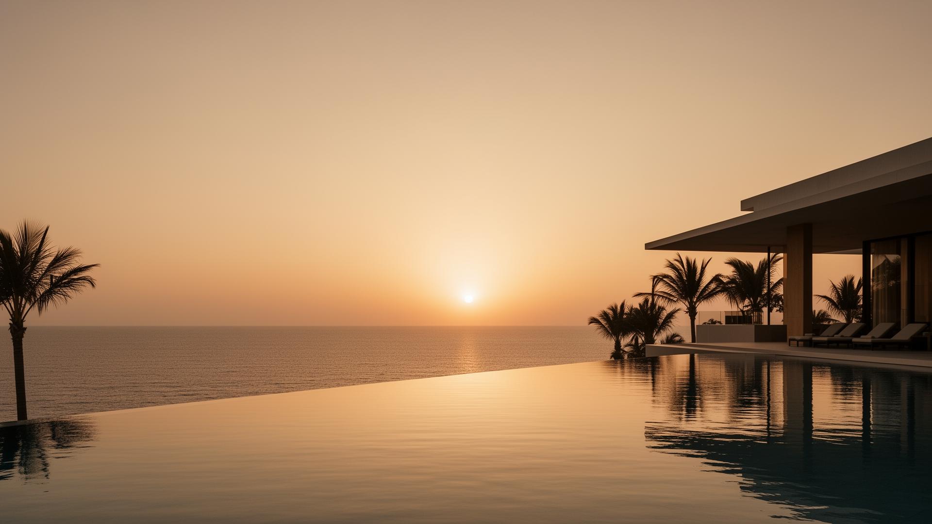 Luxury resort at golden hour